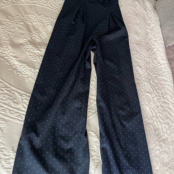 BCBGeneration Navy Polka Dot Wide Leg Jumpsuit - Picture 3 of 6